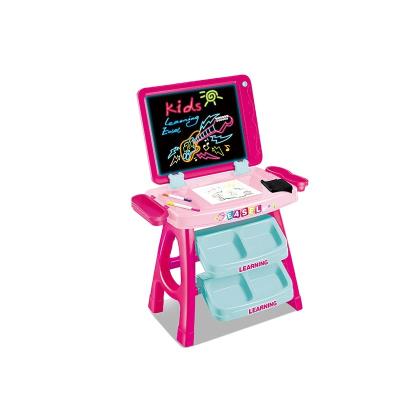 China Plastic Customized Professional Double Easel Board Table Good Price Kids Learning Desk With Night Light for sale