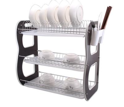 China Sustainable Hot Selling Cheap 3 Tier Chrome Kitchen Drying Dish Rack for sale