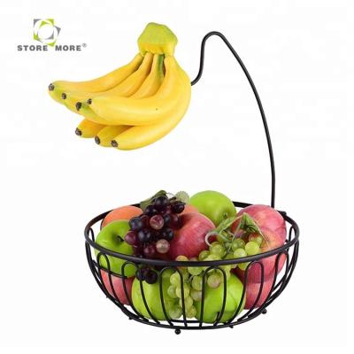 China Wholesale Sustainable Iron Wire Fruit Basket With Banana Holder for sale