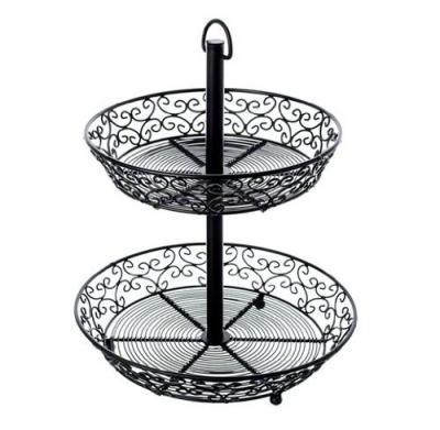 China Design 3 Tier Metal Folding Tabletop Fruit Basket Metal Fruit Holder Store More for sale