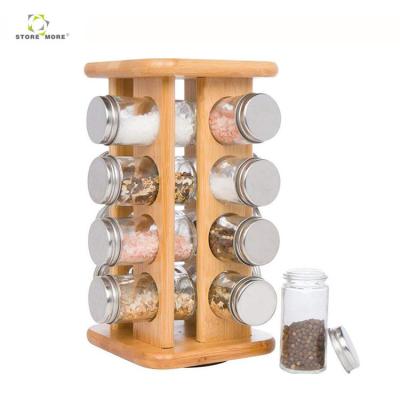 China Sustainable High Quality Small Eco - Friendly Spice Jar Rack , Bamboo Spice Rack Organizer for sale