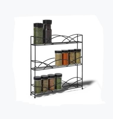 China Countertop 3-Tier Spice Rack, Kitchen Cabinet Storage Organizer, Black for sale