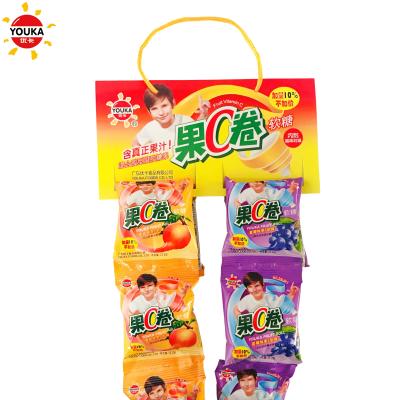 China Natural Fruit Roll 12g Gummy Halal Strip Bun Sweet Soft Candy for sale