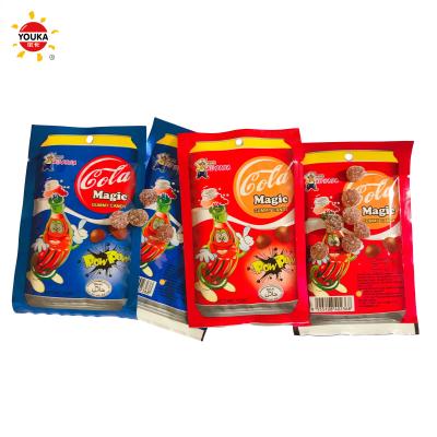 China Natural Round Shape Candy Cola Soft Gummy Flavors Sugar Coated Candy 13g for sale