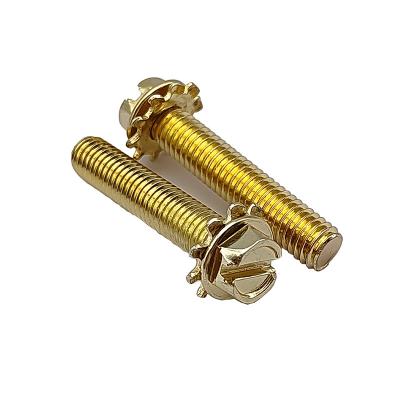 China HEX screw, #10-32 hex head slotted with lock washer for sale