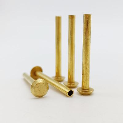 China Precision instruments sell brass flat head semi-tubular rivets / copper tubular wholesale rivets for sale