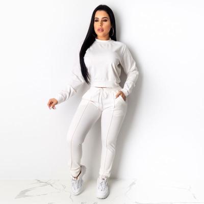 China Breathable Polyester Cotton French Tracksuit Sets Womens Clothing Plus Size Long Sleeve Good White Tracksuit for sale