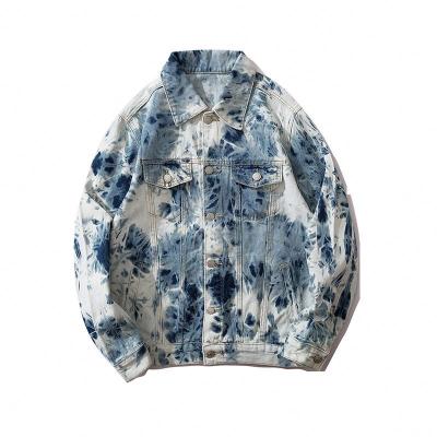 China Custom Made High Fashion 100%Cotton Men's Tie Dye Breathable Jean Jacket Wholesale for sale