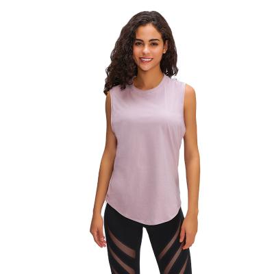 China Net-a-porter Breathable Yoga 2021 New Pure Cotton Sports Invest Loose Casual Yoga Suit Stretch Breathable Fitness Tops Lady for sale