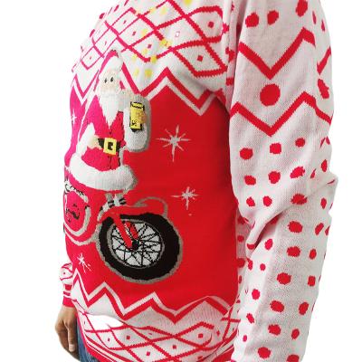 China Jumper Fabric Environmental Friendly Recyclable Polyester Ugly Christmas Knitted Sweater Printed New Adult Unisex Anti-wrinkle Elk Design for sale