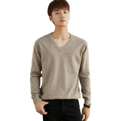 China Wholesale Slim Elastic V-neck Sweater Solid Color Mens Sweater Anti-Wrinkle Men Sweater Knitting Casual Sweater RS018 for sale