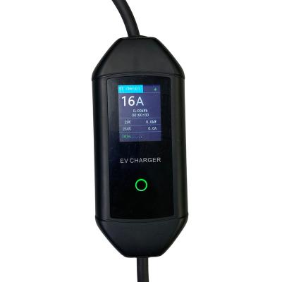 China Electric car 16a 32a Adjustable Portable Fast AC Ev Charger 5m Type 1 Type 2 With Screen For Electric Vehicle Charging Gun Car Charger Cable for sale