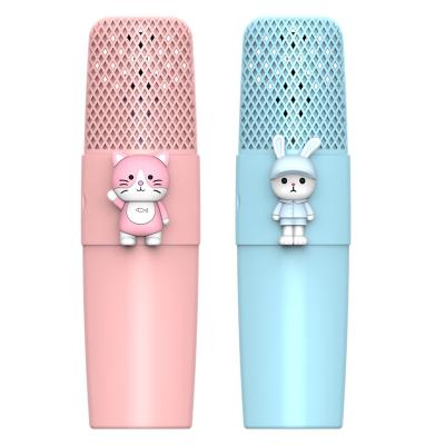 China Handheld Microphone with speaker Cute Cordless Mic With Speaker Party Karaoke Kids Wireless Children's Microphone System 2 Channel Handheld Portable Rechargeable for sale