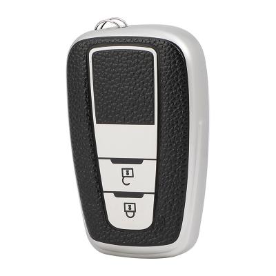 China Carbon Tpu Leather Car Key Case Cover For Toyota Lingfang Harrier Leather RAV4 High Quality Tpu Key Highlander1 For toyota B 2 bottons for sale