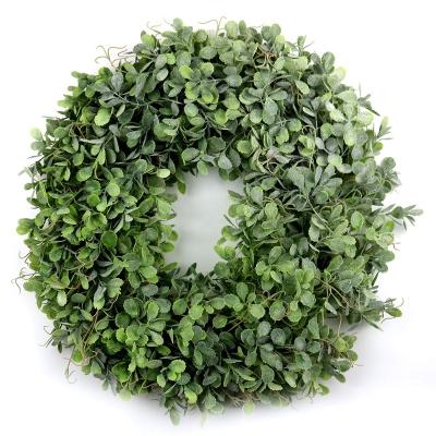 China Home Decorative Christmas Plastic Frame Led Door Hydrangea Green Boxwood Wreath Preserved Artificial Flower Tree Lavender for sale