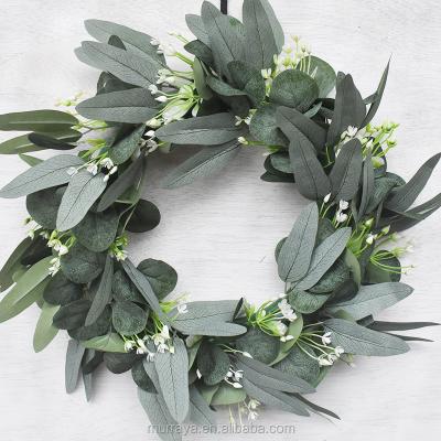 China Wedding Home Decorative Garland Artificial Eucalyptus Braids Green Spring Door Garlands for sale