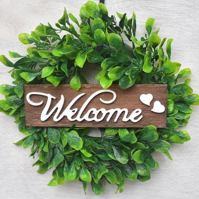 China Home Decorative Wedding Artificial Eucalyptus Braids Spring Door Boxwood Wreath for sale