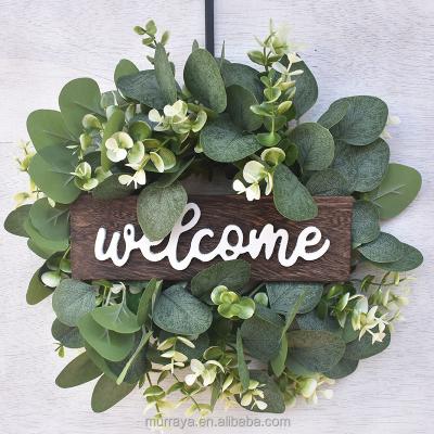 China High Quality Home Decorative Wedding White Artificial Eucalyptus Braids Spring Wreaths Door Garland for sale