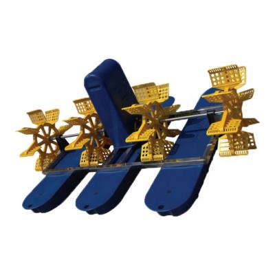 China Fish Farming Water Paddle Wheel Aerator 2hp Four Paddle Wheel Aerator 3 Float Performance Best Aerator for sale