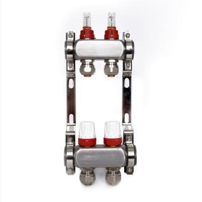 China Modern DOZ 304 Stainless Steel HVAC Water Flow Meter Underfloor Heating System Manifold for sale