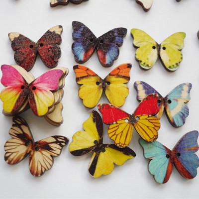 China Butterfly shaped wooden buttons for clothes wooden button 2 holes 21*27MM for sale