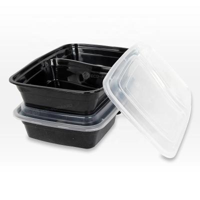 China Microwavable Disposable Bento Lunch Box Restaurant Take Out 2 Compartment Plastic Disposable Lunch Box for sale