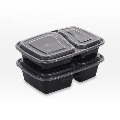 China Disposable Take Out Restaurant 2 Compartment Disposable Food Bowl Microwavable Plastic Food Container for sale