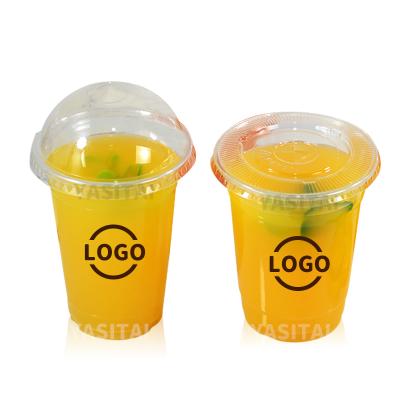 China Cups With Straws 5.5 7 8 9 Ounce Pet Cups For Sauce Clear Juice PET Cup With Lid Ice Cream PET Cups Custom Logo for sale