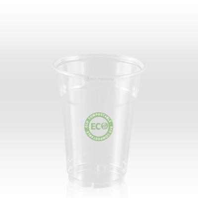 China Disposable Eco Friendly Compostable Custom Logo Printed Plastic Cups With Lids Beverage Milk Tea Pla Cup 100% Biodegradable for sale