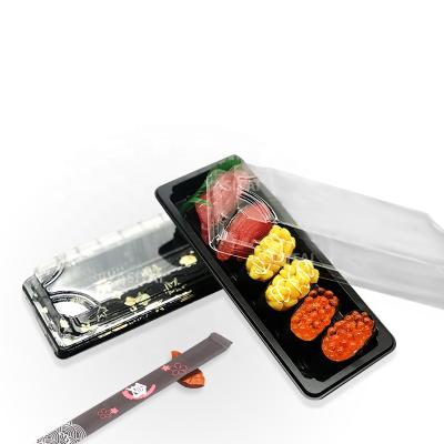 China Hot Selling Recycled Materials Sushi Plastic Takeaway Container Sushi Box Sushi Dinner Disposable Box With Lids for sale