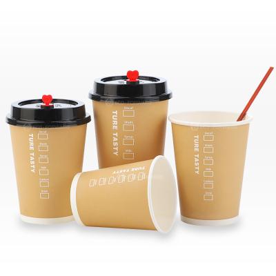 China Recycled Materials 8oz 12oz 16oz 22oz Double Wall Paper Cup Recycled Takeaway Single Wall Coffee Cup With Lids for sale