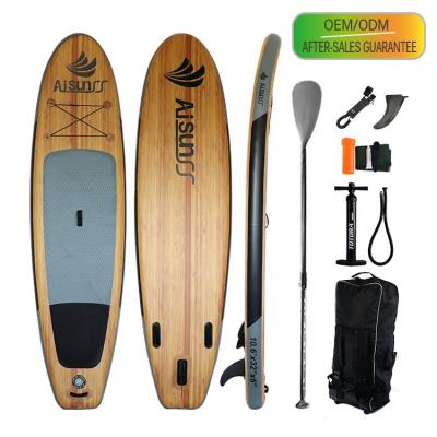 China Unisex OEM ODM surfing surfboard wooden surf tabla reinforce drop stitch inflatable sip board for sale