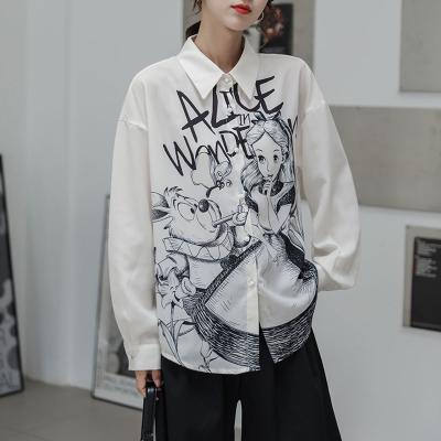 China Spring QUICK DRY Summer Loose Women Casual Blouses Fashion Cartoon Print Ladies Shirts Long Sleeve Tops Blusas Mujer for sale