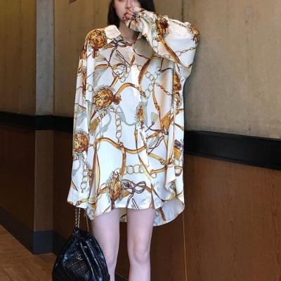 China 2022 spring summer fashion plus size ladies QUICK DRY shirts printing womens chiffon blouses long sleeve casual loose blusas mujer female for sale