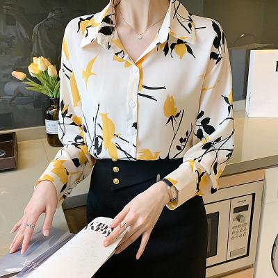 China Fashion Breathable Flower Printing Ladies Shirts Women's Blouses Spring Autumn Long Sleeve Shirts Tops Blusas Mujer for sale