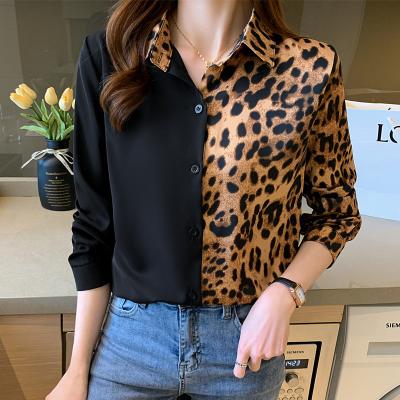 China Fashion Breathable Leopard Print Ladies Shirts Women's Blouses Spring Autumn Long Sleeve Shirts Tops Blusas Mujer for sale