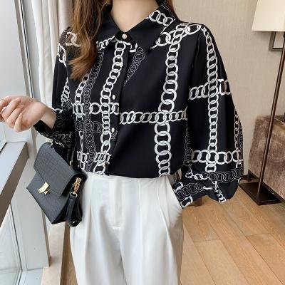 China Fashion Printing Ladies Shirts Women's Breathable Chiffon Blouses Spring Autumn Long Sleeve Shirts Tops Blusas Mujer for sale