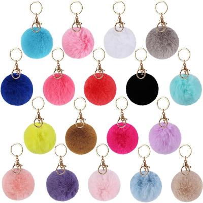 China Custom Cute Mixed Fluffy Ball Fluffy Ball Faux Rabbit Colors Accessories Bag Car Key Charm Key Chain Charm Volume Pretty for sale