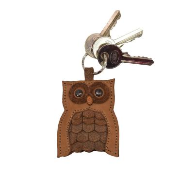 China Leather Tessel Customized Hot Selling Personalized Key Chain Wallet Retro Small Leather Owl Pendant Cute Creative Cartoon Animal Key Chain for sale