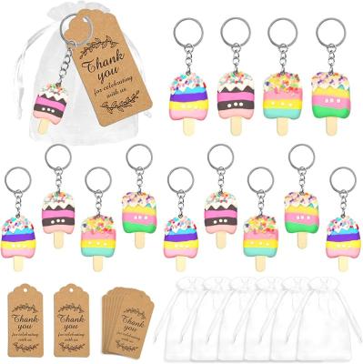 China Custom Logo Cute Eco-Friendly Kids Birthday Party Favor Promotion Gift Theme Party Supplies Girls Boys Ice Cream Rubber Key Chain for sale