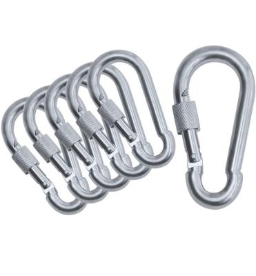 China Promotion Gift Customized Heavy Duty Thumb Screw Lock Galvanized Steel Hook Carabiner Connection Buckle Spring Key Chain for sale