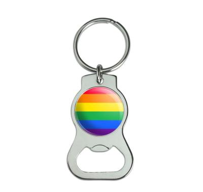 China Promotion Gift Custom Design High Quality Logo Graphics And More Rainbow Pride Metal Key Chain With Corkscrew for sale