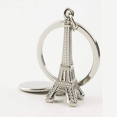 China Promotion Gift Customized 3D Paris Decoration Cute Souvenir Laser Engraving Logo Silver Zinc Alloy France Eiffel Tower Printing Main Chain for sale