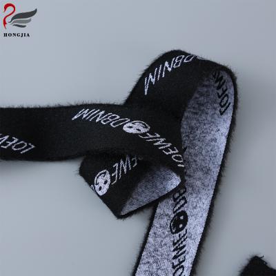 China Custom design elastic flocking fluffy elastic band with logo for clothing for sale