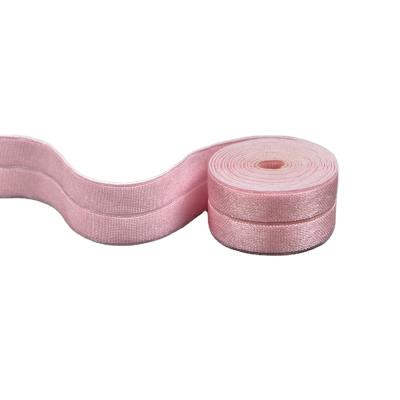 China Elastic Factory Nylon Spandex Grosgrain Fold Over Elastic Bias Binding Band For Garment Bias Shiny Elastic for sale