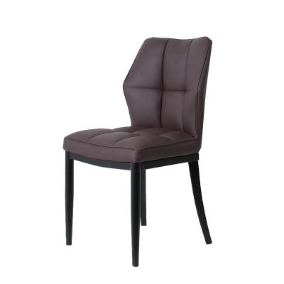 China Cooling Medium Back PU Metal Jet Cooling Luxury Leather Four Leg Curved Backrest Dining Chair for sale