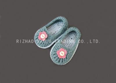 China Autumn , Spring Crochet Baby Boat Shoes Mix Color With Flower And Button for sale