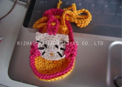 China Häkeln gelbe Spitze gestrickte Baby-Sandalen rotes süßes Miezekatze-Katzen-Form-Muster zu verkaufen