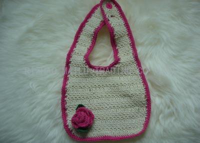 China Comfortable Crochet Baby Items , Red Rose Creme Crochet Handmade Baby Bibs for sale