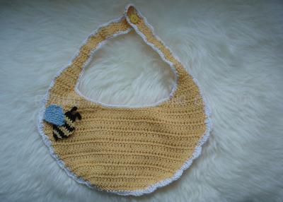 China Bee Pattern Handmade Crochet Baby Items Milk Cotton Crochet Baby Bibs With  Button for sale